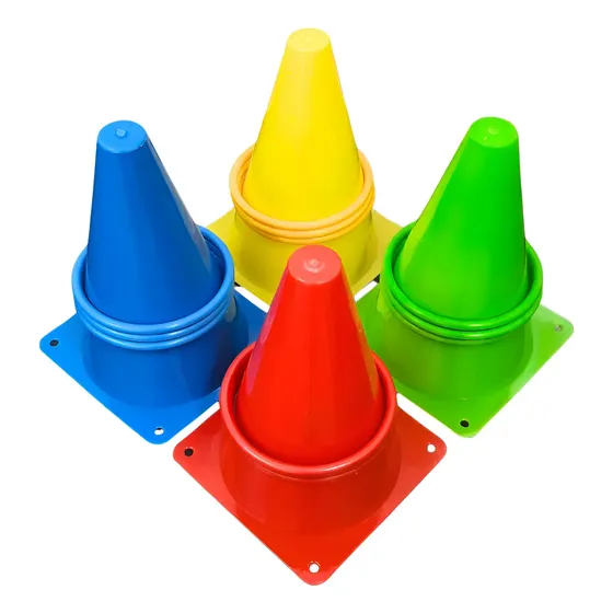 Kit 12 Argolas E 4 Cones Coloridos Pvc Jogo Coordenação Alvo