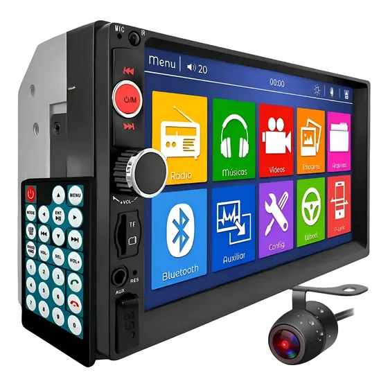 Kit Central Multimídia Dvd 2 Din Universal Mp5 Câmera De Ré