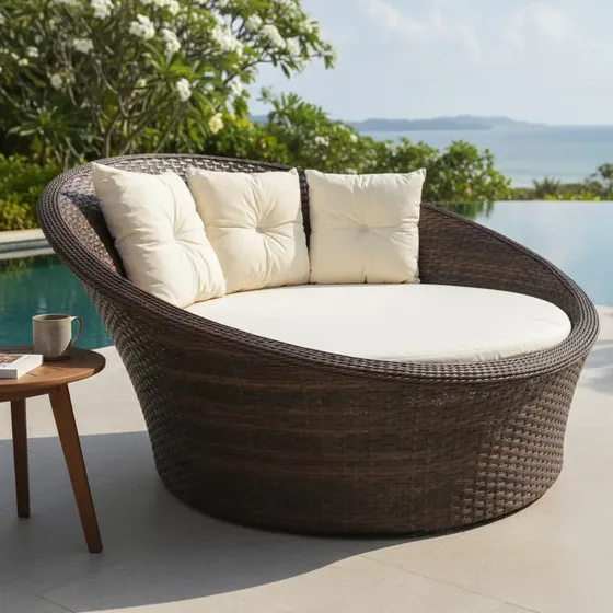 Sofa Redondo, Namoradeira, Chaise Em Fibra Sintética Junco