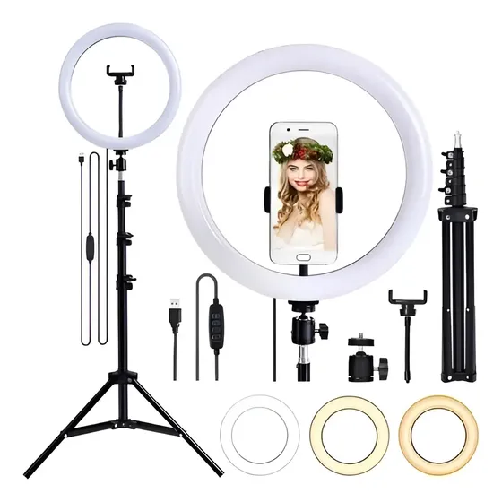 Luminador Ring Ligth Anel Luz 26cm Make Foto Tripé 2 Metros