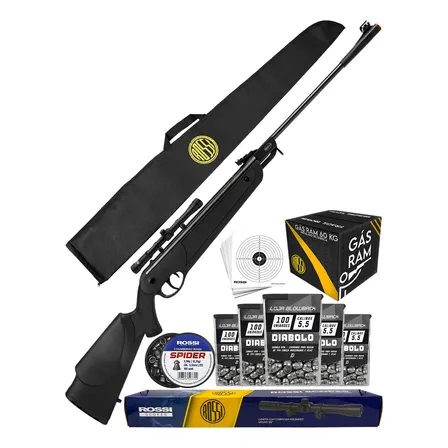 Carabina De Pressão Rossi Dione 5g 5.5mm Gás Ram 60kg Nitro Preto 5.5 Mm