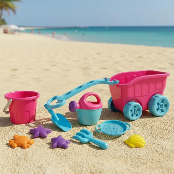 Diver Carriola Pink Praia Infantil Carrinho Regador Rastelo