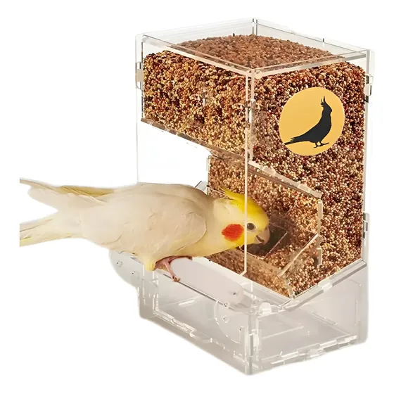 Comedouro De Sementes Em Acrílico Para Aves Calopsita