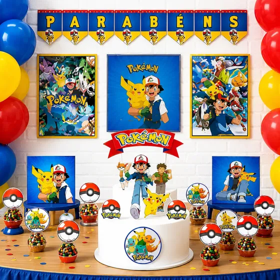 Kit Festa Pokemon Aniversário Decoração Só Um Bolinho