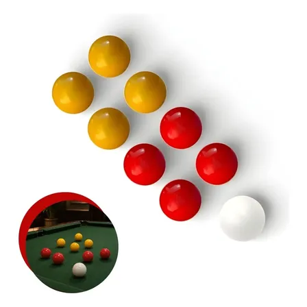 Jogo De Sinuca 9 Bolas Bilhar 4x4x1 Amarelo X Vermelho 54mm