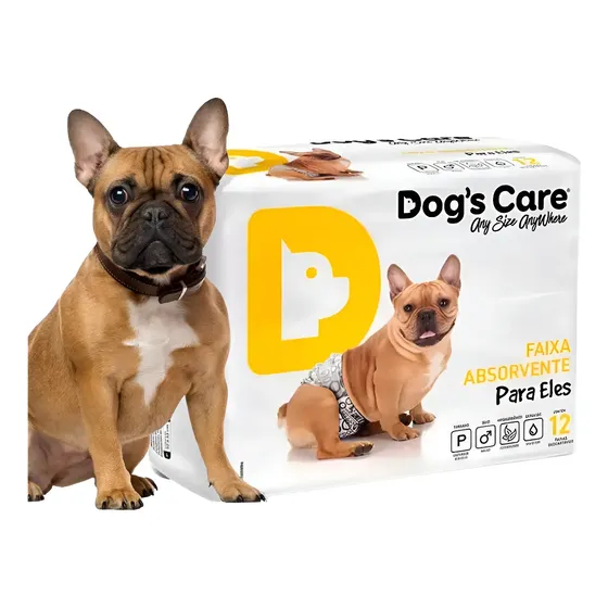 Fralda Higiênica Cachorro Macho P M - 12 Un Descartável Pets