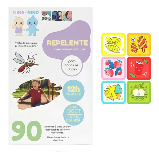 Repelente Infantil Adesivo Natural Bebe Kids Citronela 90und