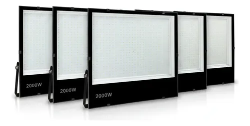 Kit 5 Refletor Super Led Holofote 2000w P/d'água Branco-frio 127/220v Preto Branco-frio