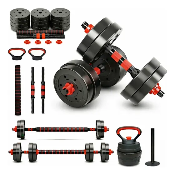 Kit Halteres E Anilhas Ajustáveis + Kettlebell Academia 30kg
