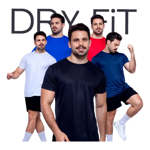 Kit 5 Camisetas Básicas Masculina Dry Fit Lisa Tradicional