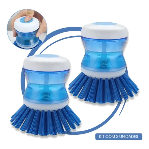 Escova Lava Louça Pia Dispenser Porta Detergente Multiuso Kit 2 Escova Com Reservatório E Dispenser
