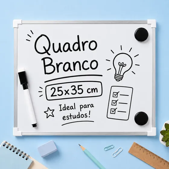 Quadro Branco Lousa Magnética - Caneta E Apagador 25x35