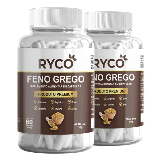 2x Feno Grego Com Taurina, Arginina, Boro, Tirosina 120 Cáps