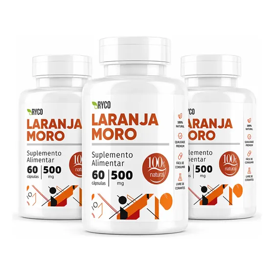 3x Laranja Moro 500mg 180 Cápsulas Ryco