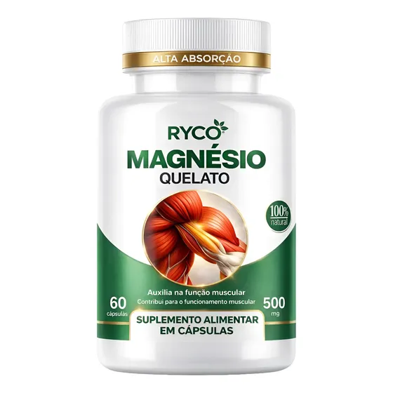 Magnésio Quelato 500mg Ryco 60 Cápsulas Sem Sabor