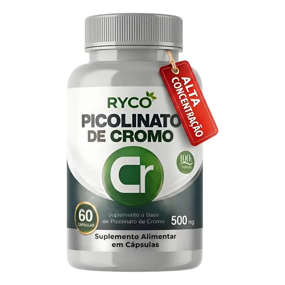 Picolinato De Cromo 500mg 60 Cápsulas Ryco Sem Sabor