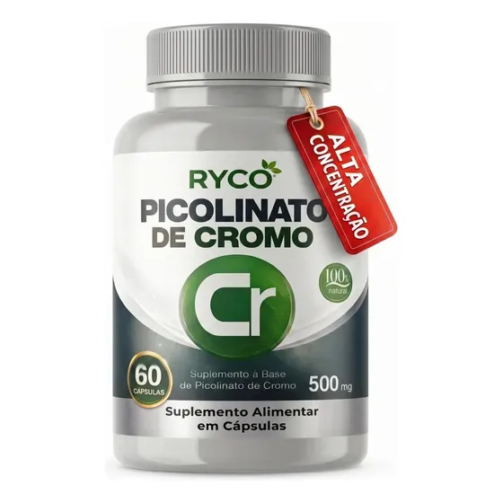Picolinato De Cromo 500mg 60 Cápsulas Ryco Sem Sabor