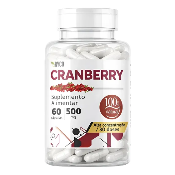 Cranberry 500mg 60 Cápsulas Ryco Sem Sabor