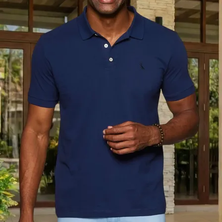 Camisa Polo Reserva Essence Básica Marinho Liso G
