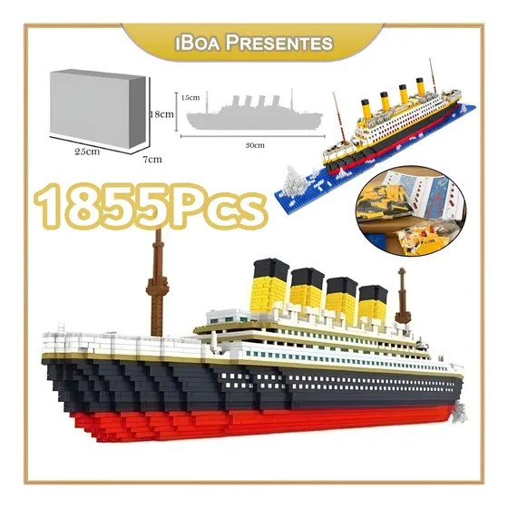 Kit 1855 Peças Conjunto De Blocos De Construção Titanic Novo