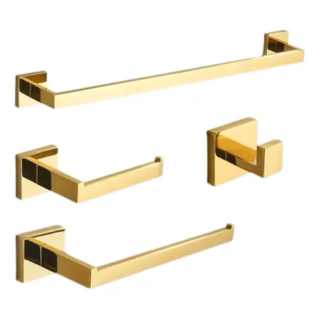 Kit Acessorios Banheiro Inox 304 Lavabo 40cm Dourado Gold