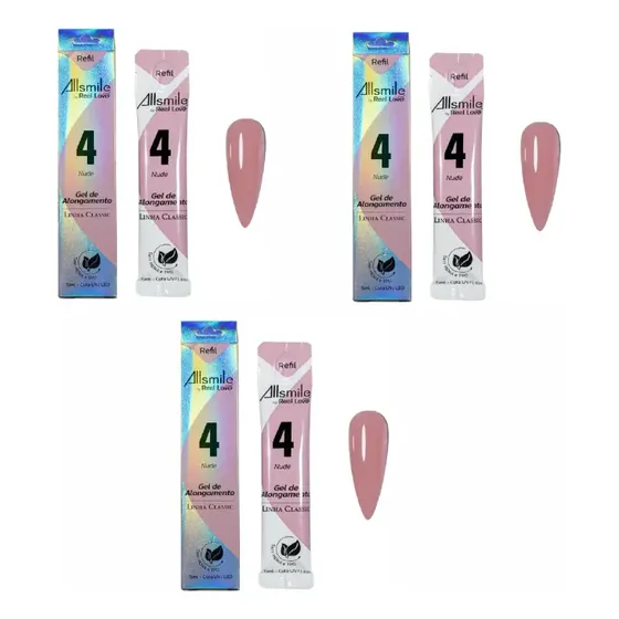 Kit 3 Sachês Gel 04 Nude 15ml - Real Love