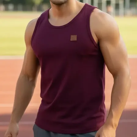 Regata Masculina Algodao Fitness Camiseta Moda Treino Verao Regata Vinho Liso Gg