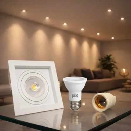 Spot Recuado Par20 Branco + Lâmpada Led 7w E27 3000k Pix