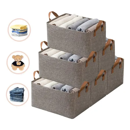 Kit 6 Cesto Caixa Organizadora Guarda Roupa Grande Dobrável
