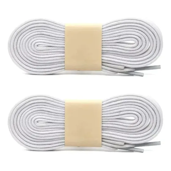 2 Pares Cadarço Achatado 110cm Para Tênis Branco