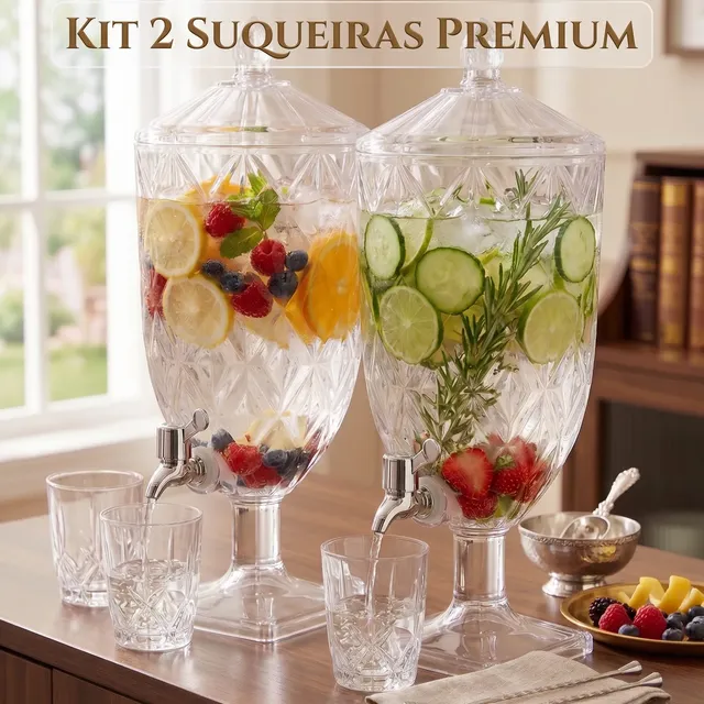 Kit 2 Suqueiras 4,5l Cristal Acrílico Oferta Envio Rápido!