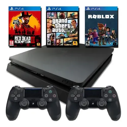 Sony Playstation 4 Ps4 Slim 500gb +2 Controles + Jogo