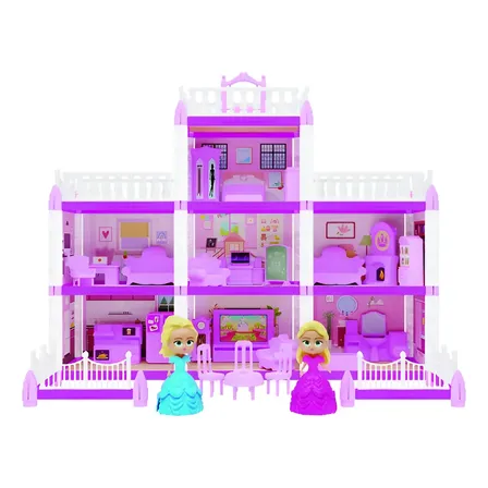 Casinha De Boneca Castelo Da Princesa 160 Peças 2 Bonecas Rosa