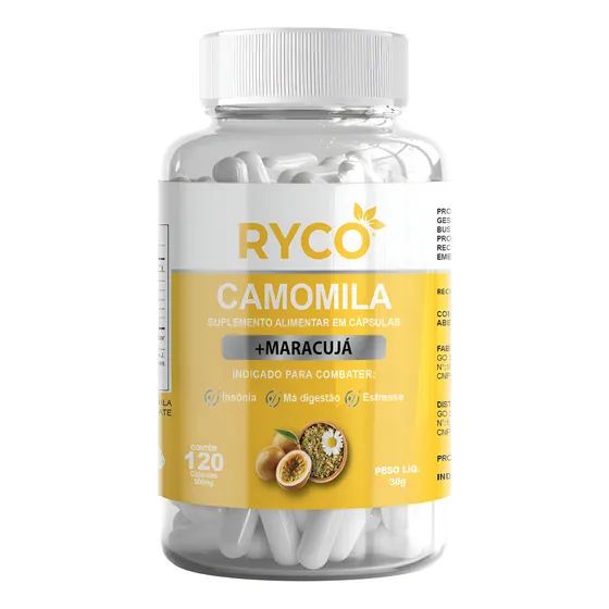 Maracujá E Camomila 120 Cápsulas 100% Natural Ryco