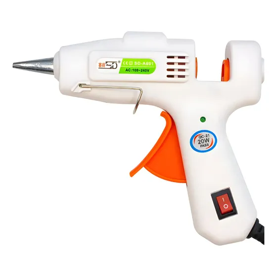 Pistola De Cola Quente Bivolt Profissional 20w Bastão G 7mm Branco 127/220v