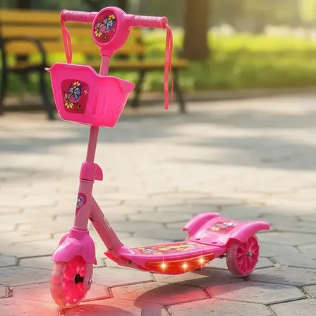 Patinete Infantil 3 Rodas Scooter Cestinha Luz E Som