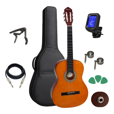 Kit Violão Elétrico Giannini Nylon N14 Natural Completo