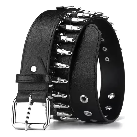 Cinto Bullet Unissex Estilo Punk Gótico Couro Pu Fivela