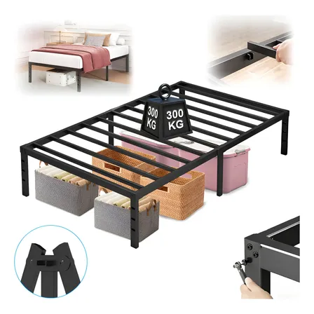 Estrutura De Cama Metal Solteiro C/espaço De Armazenamen