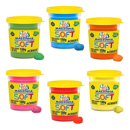 Kit 6 Potes De Massinha Para Modelar 150g Cada Massa Acrilex