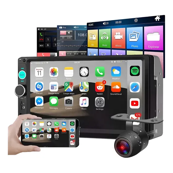 Multimídia 7 Polegadas 2din Mp5 Touch Screen + Camera Ré