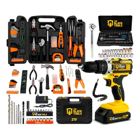 Furadeira Parafusadeira De Impacto 3/8 Maleta Kit 169 Peças