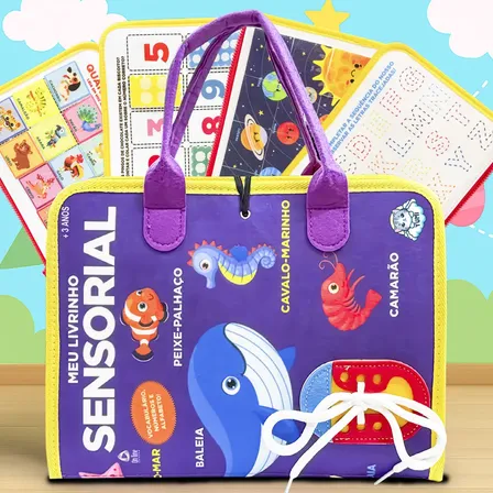 Livro Infantil Maleta Montessori - Brinquedo Sensorial Educativo Para Bebês E Crianças