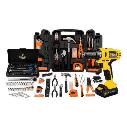 Furadeira Parafusadeira Sem Fio 3/8 Maleta + Kit Ferramentas