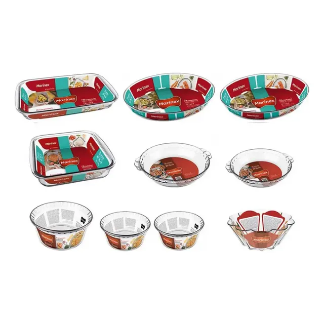 Conjunto De Travessas Refratárias Em Vidro 10 Peças Marinex Transparente