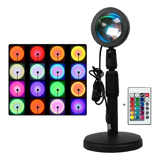 Luminária Por Do Sol Luz Noturna Led Sunset Com Remoto Usb