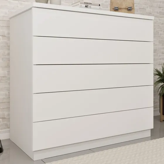Cômoda 5 Gavetas Premium Tcil Móveis Branco Dg