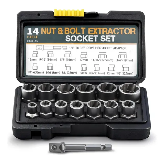 Kit Extração De Parafuso E Porca De Impacto Extrato 14 Pcs