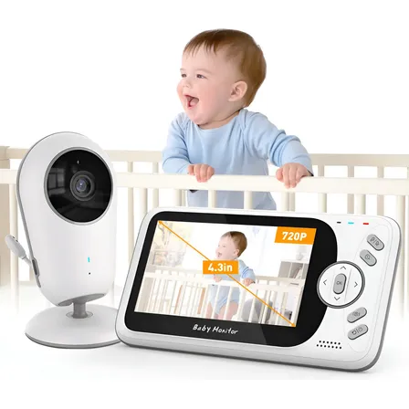 Babá Eletrônica Baby Monitor 4,3'' S/fio Câmera Recarregável 127/220v Branco