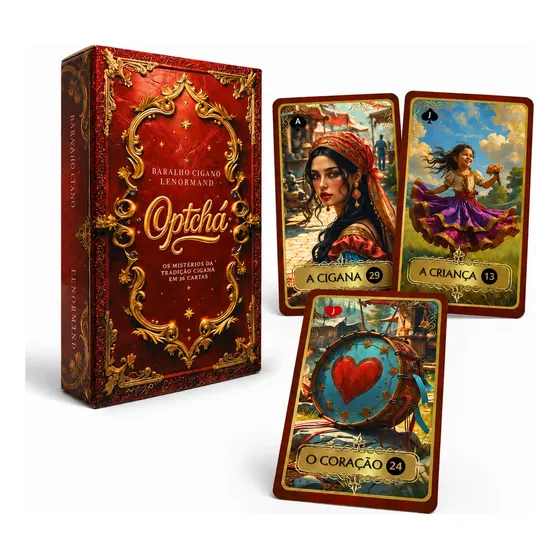 Baralho Cigano Taro Lenormand Optchá 36 Cartas + Guia Rápido
